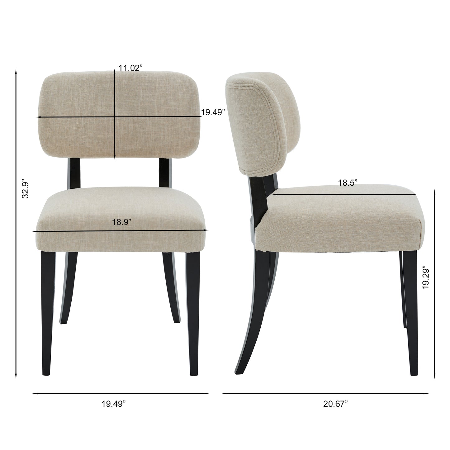 Modern Upholstered Dining Chairs Set of 2 - Cream