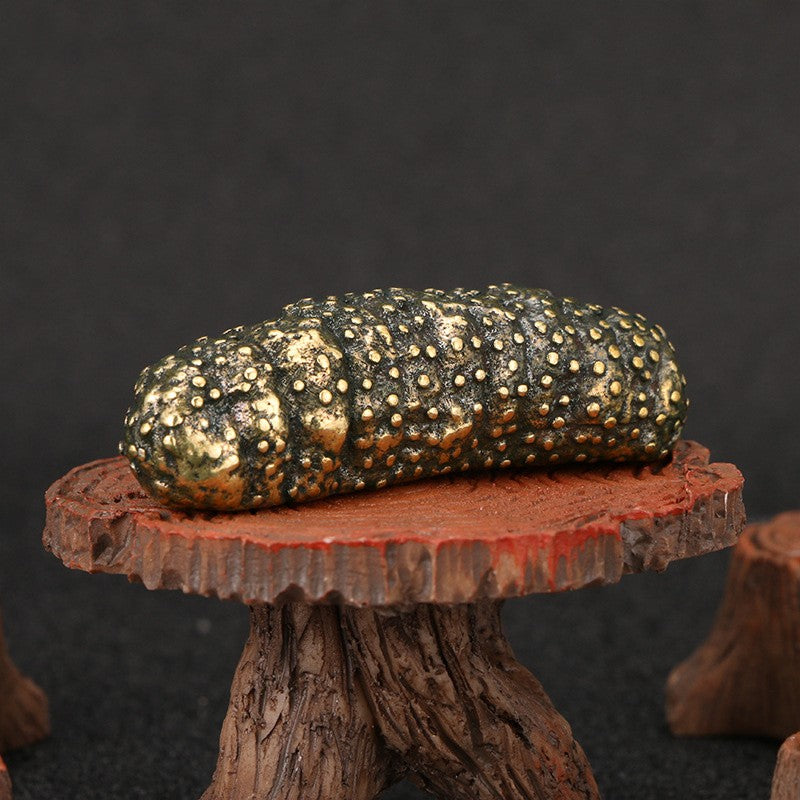 Sea Cucumber Brass Ornament - Antique Copper Tea Pet for Home Decor