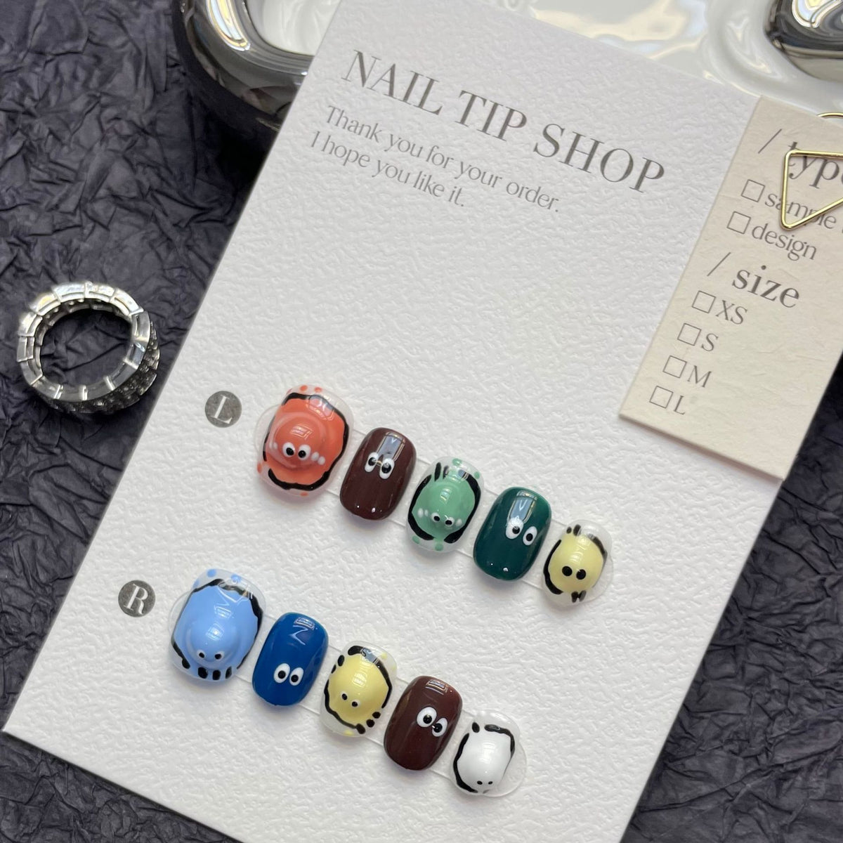 Funny Egg Puff Press-On Nails - Hand-Made 3D Nail Art