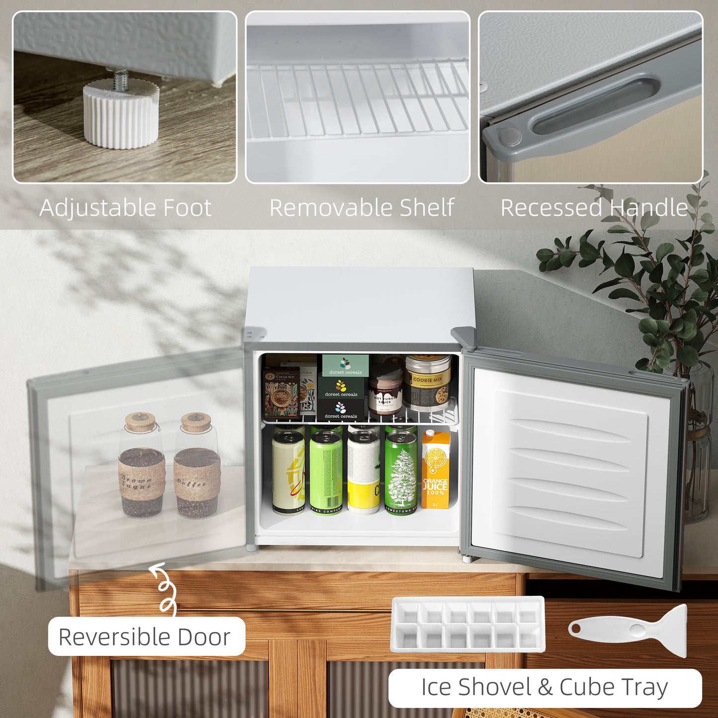 1.1 Cu Ft Compact Countertop Freezer - Gray, Removable Shelves, Energy Efficient