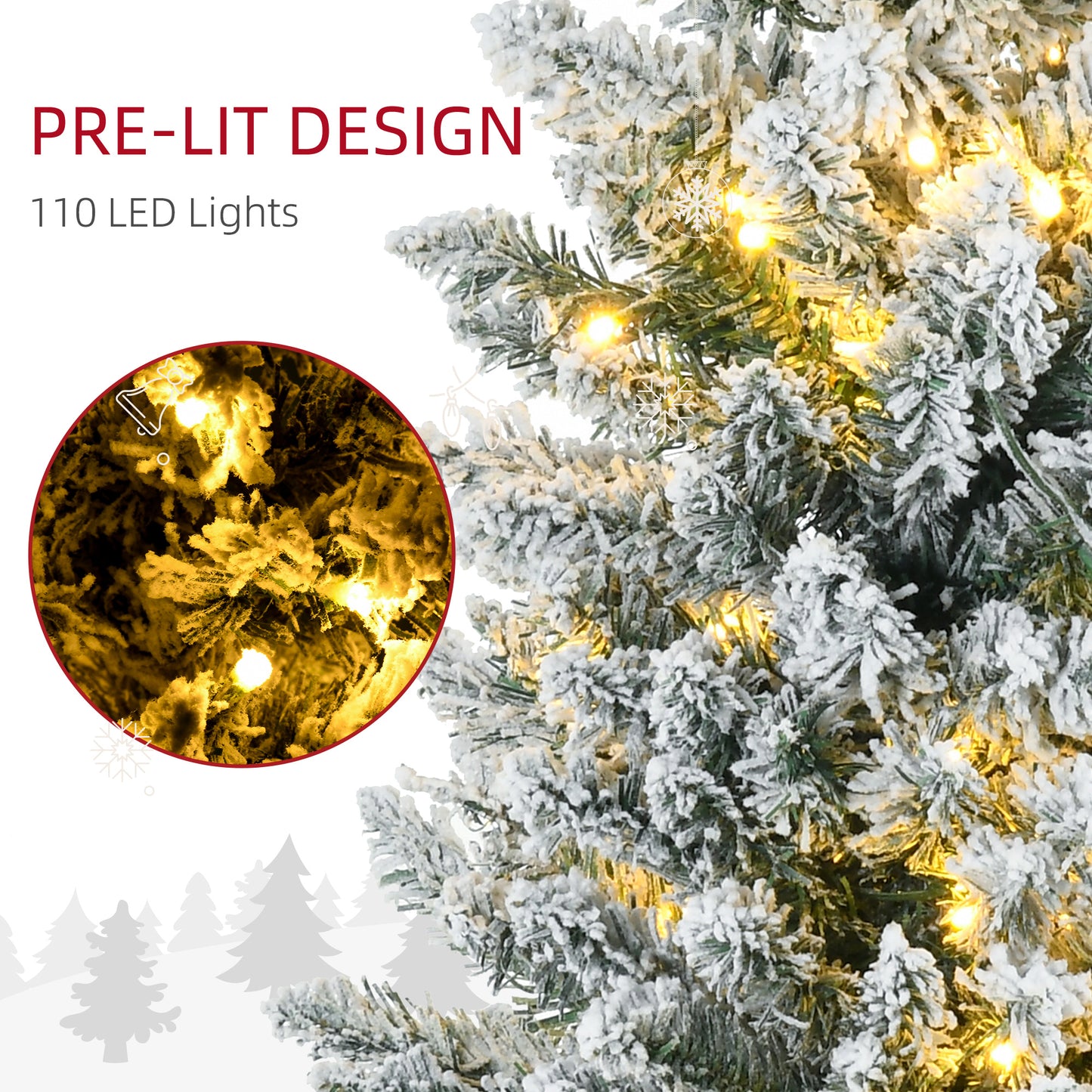 5ft Slim Artificial Christmas Tree with Warm White LED Lights - Green
