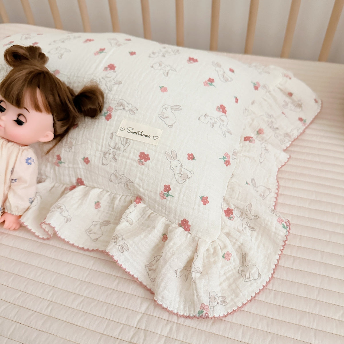 Korean Floral Cotton Gauze Pillowcase - Soft Home Bedding