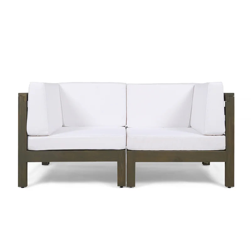 OANA 2-Piece White Loveseat Set | Modern Acacia Wood Furniture