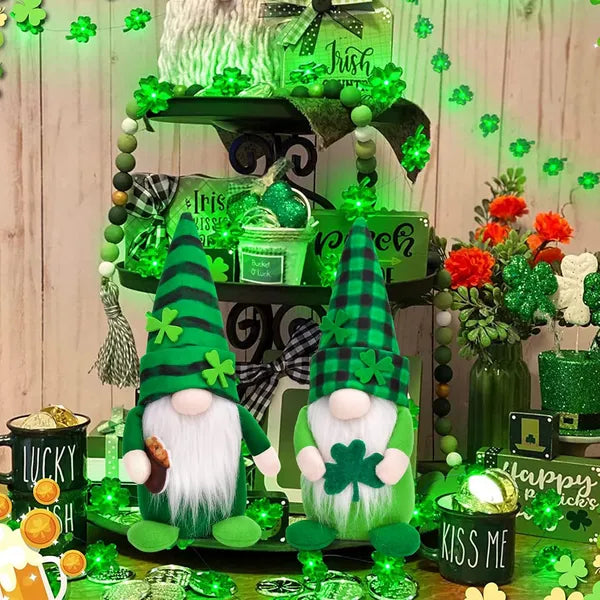 St. Patrick's Day Gnomes - 2 Pack Plush Lucky Shamrock Decor