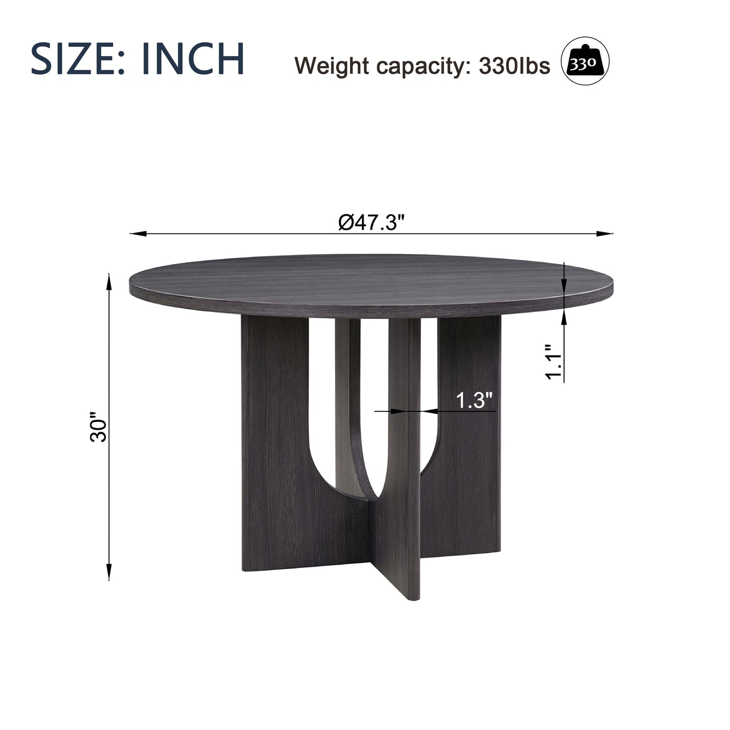 Round Dining Table for 4 - Antique Black Farmhouse Style