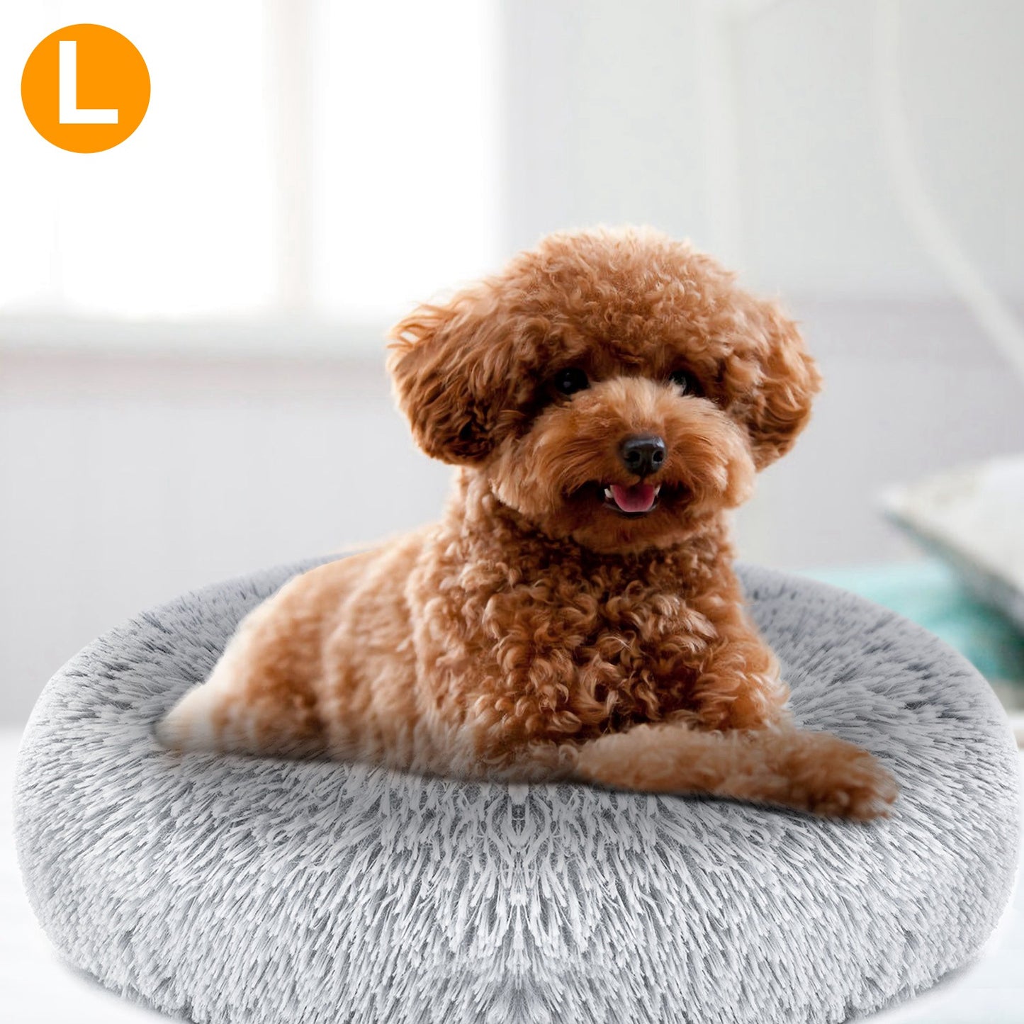 Soft Warm Plush Dog & Cat Bed with Supportive Rim and Non-Slip Bottom