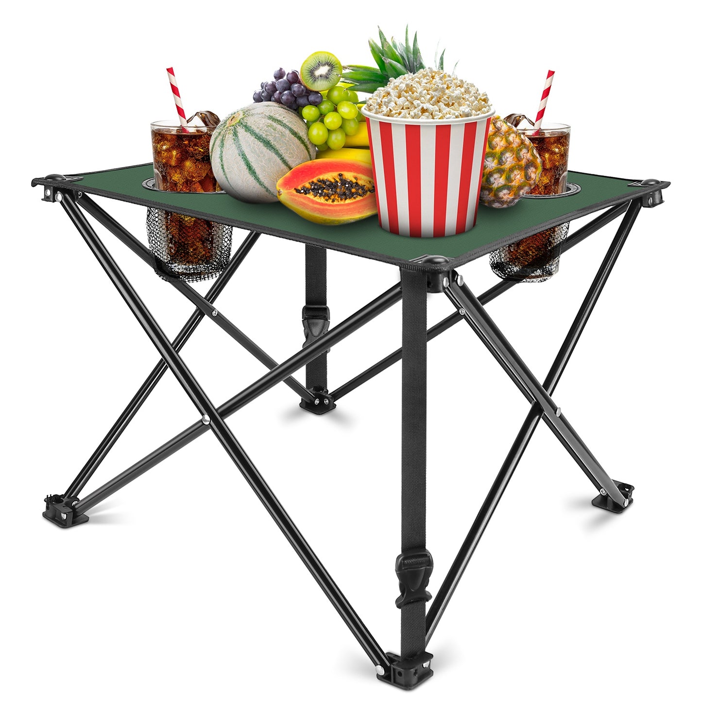 Portable Folding Camping Table with Cup Holders - Multiple Colors & Sets