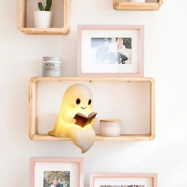 Cute Ghost Reading Lamp - Battery-Powered Night Light Decor
