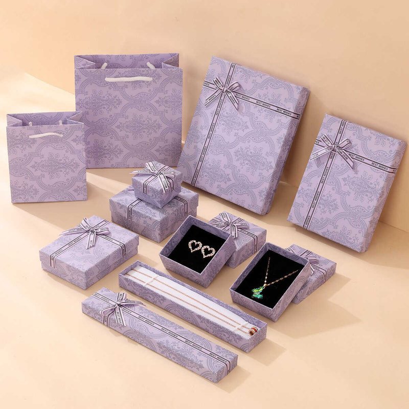 Lavender Purple Jewelry Storage Box Necklace Ring Organizer Gift Box