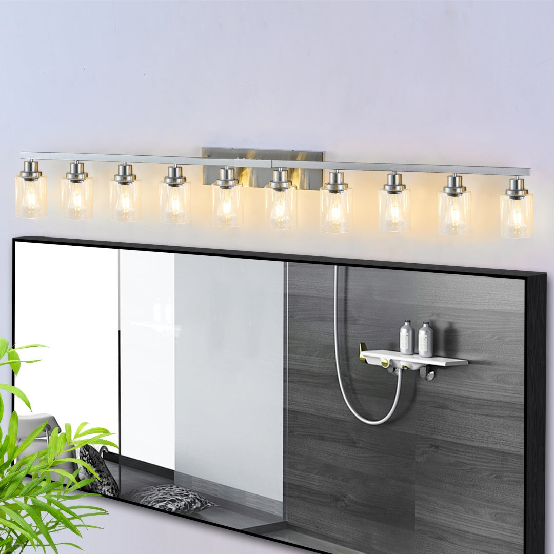 Brushed Nickel Bathroom Vanity Light Fixture with Clear Glass Shade