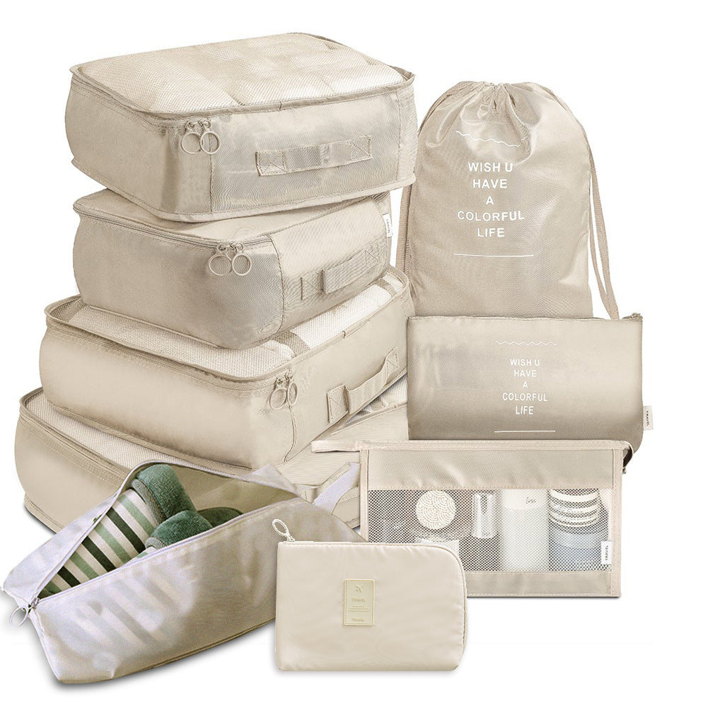 9-Piece Thickened Twill Travel Storage Bag Set for Shoes Clothes Toiletries