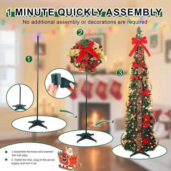 6ft Prelit Slim Artificial Christmas Tree with Remote Control - Green