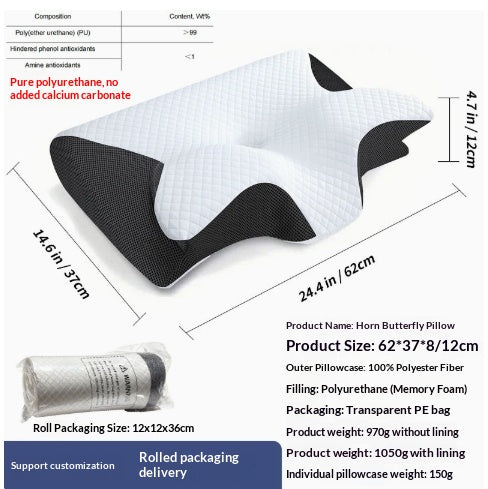 Butterfly-Shaped Memory Foam Pillow with Removable Cover for Home & Decor