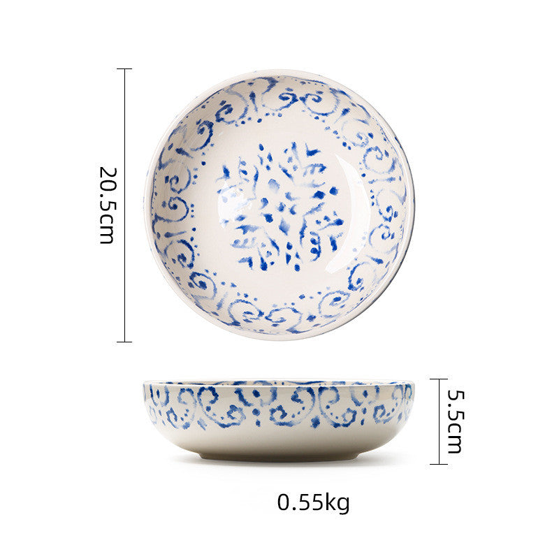 Round Hand Painted Ceramic Dinner Plate 8 Inch for Kitchen & Home Decor