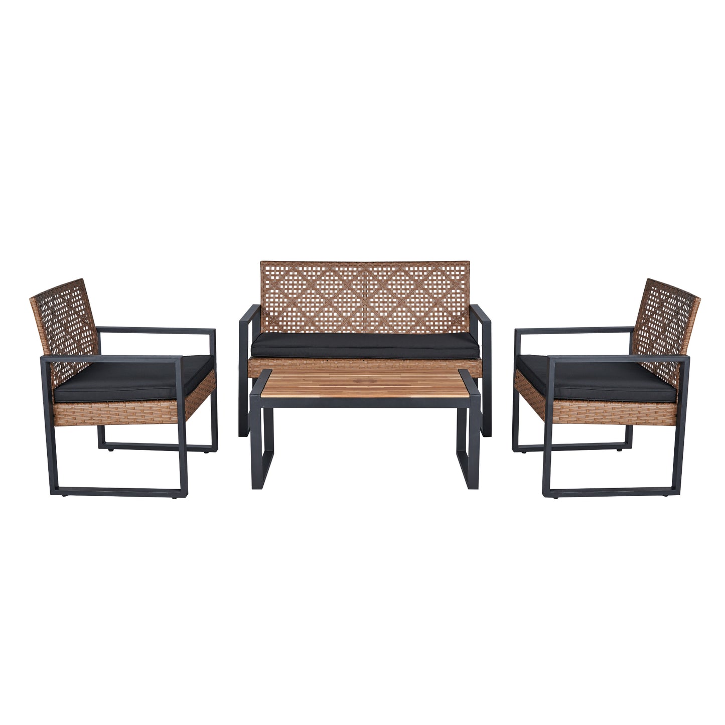 4-Piece Outdoor Patio Furniture Set - Light Brown Acacia Wood