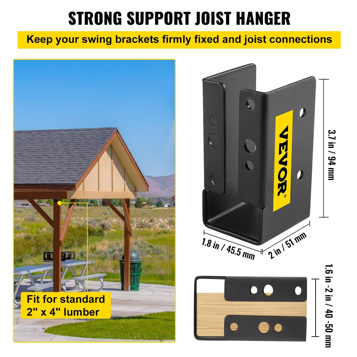 Outdoor Concealed Joist Hanger Set for 2x4 Lumber - Black, Pack of 24