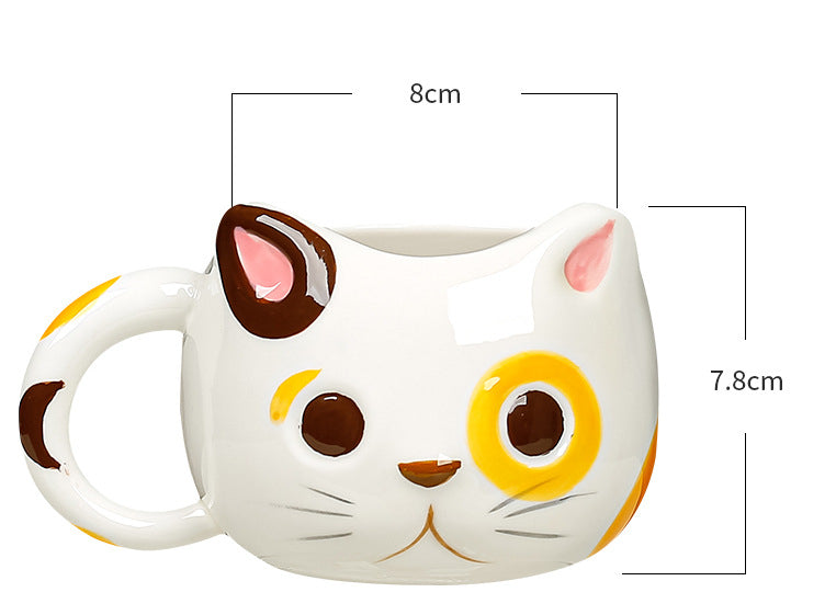 Cute Hand-Painted Ceramic Cat Mug - 430ml Creative Kitchen Drinkware