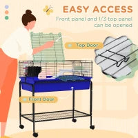 Small Animal Cage with Removable Stand and Wheels, Blue