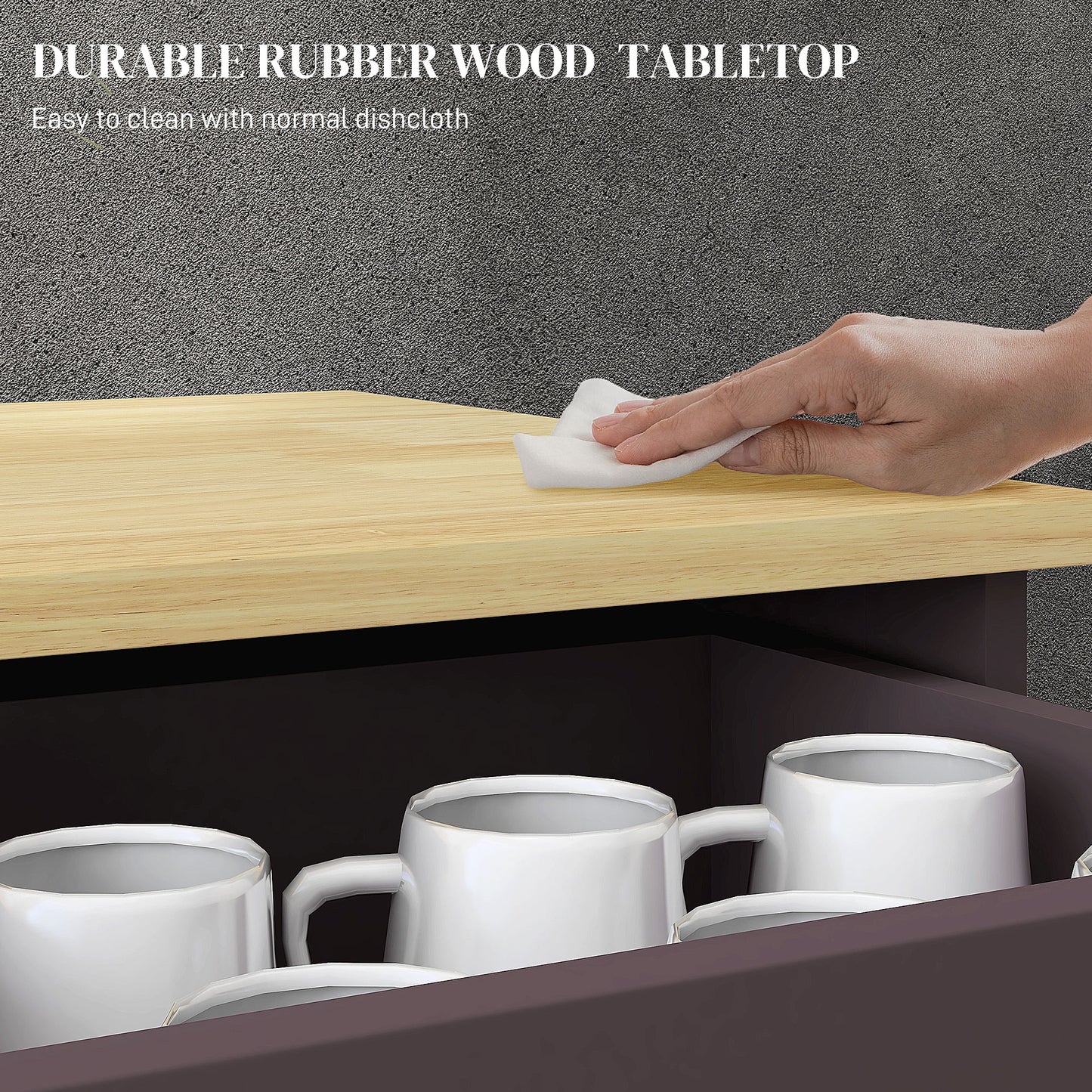 Kitchen Storage Cabinet with Adjustable Shelf & Drawers - Coffee