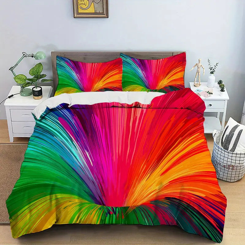 Digital Printing Down Quilt Cover Set Modern Comfort 3pcs Multiple Sizes