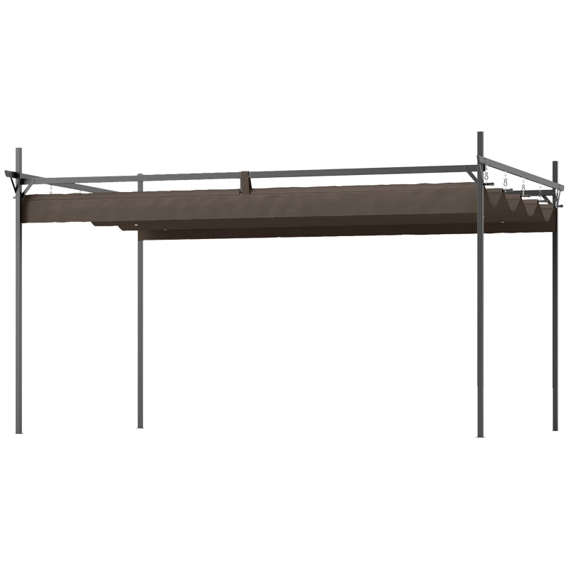 Metal Retractable Pergola Canopy for Garden Patio Backyard Brown