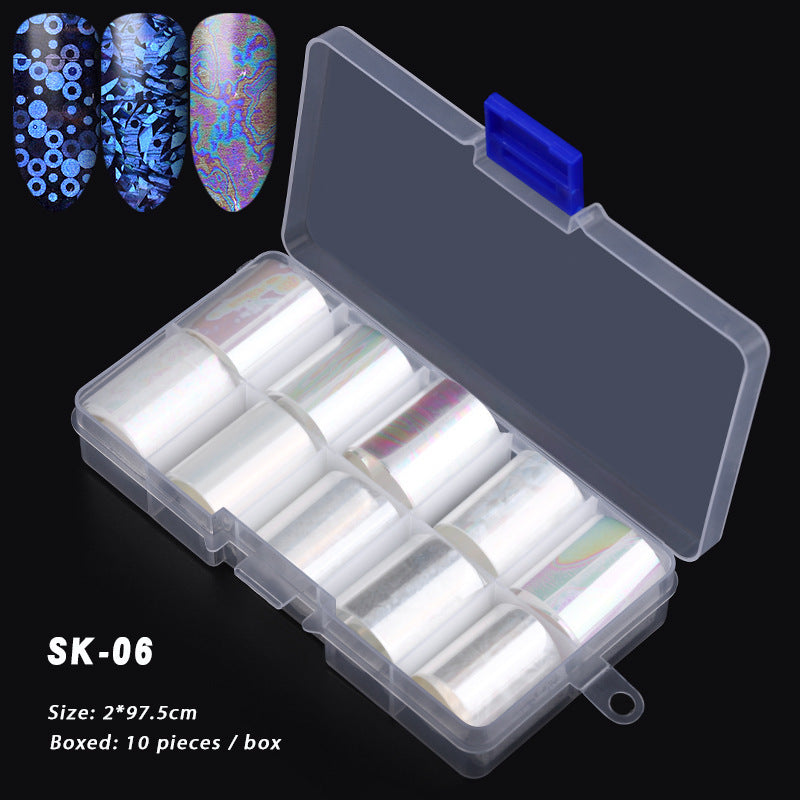 Holographic Nail Foils Stickers - 10 Sheets