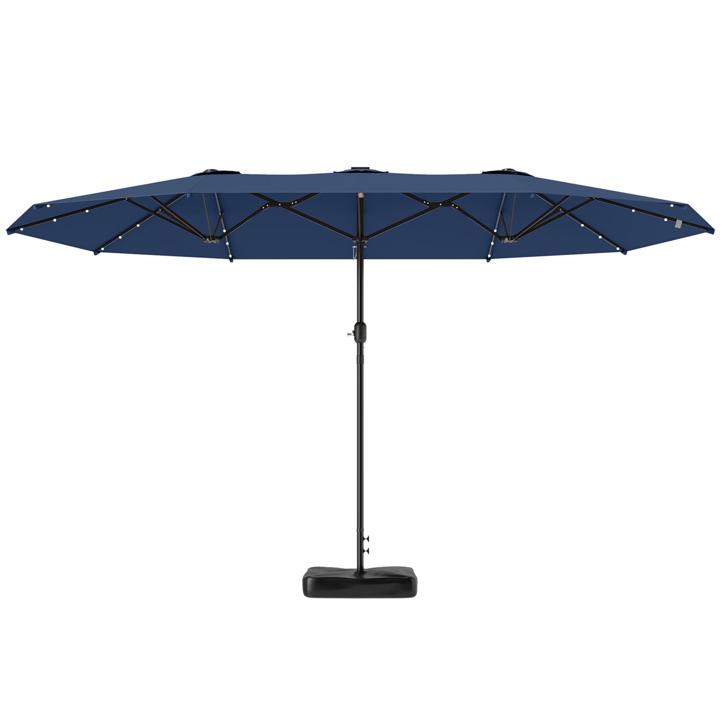 14.4ft Double-Sided Garden Parasol with Solar LED Lights - Navy Blue