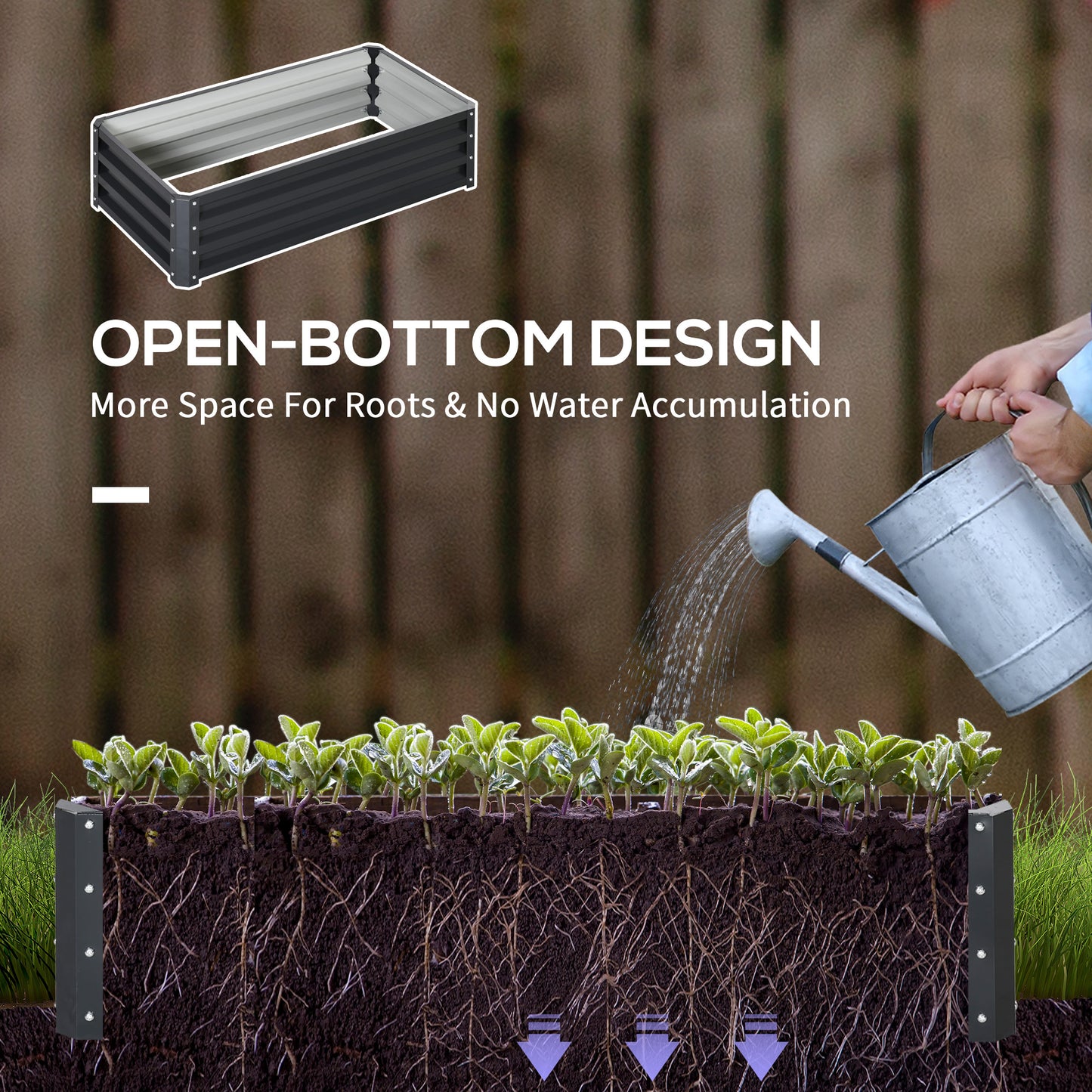 Galvanized Steel Raised Garden Bed 4x2x1 ft Outdoor Planter Box for Vegetables Herbs