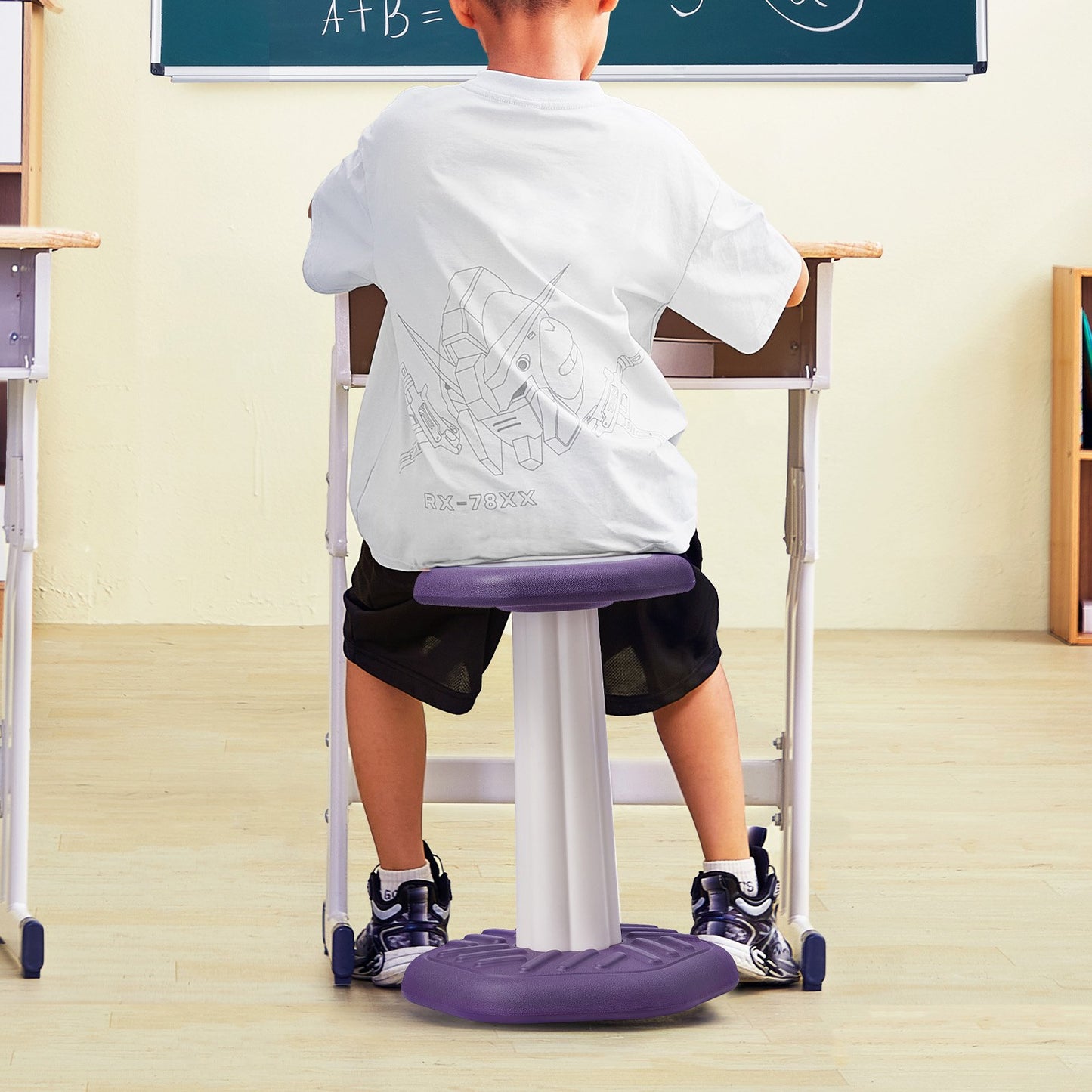 Kids Wobble Chair - Active Stool with Sponge Cushion for Focus & Posture, Purple