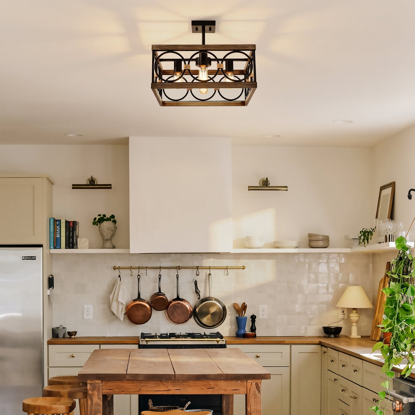 4-Light Matte Black Kitchen Island Ceiling Light Fixture