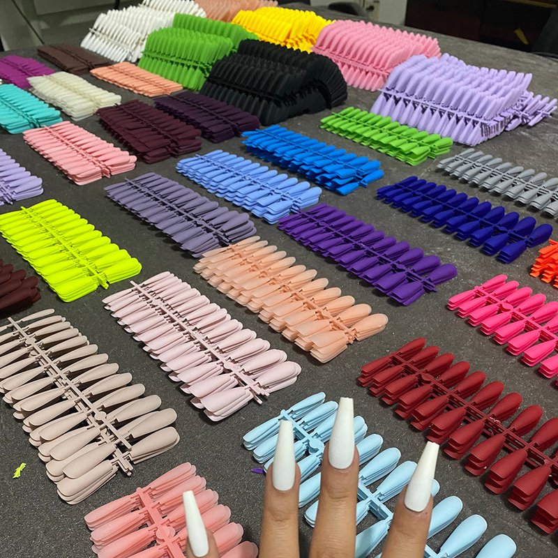 24-Piece Matte Coffin False Nails - Multi-Color Ballet