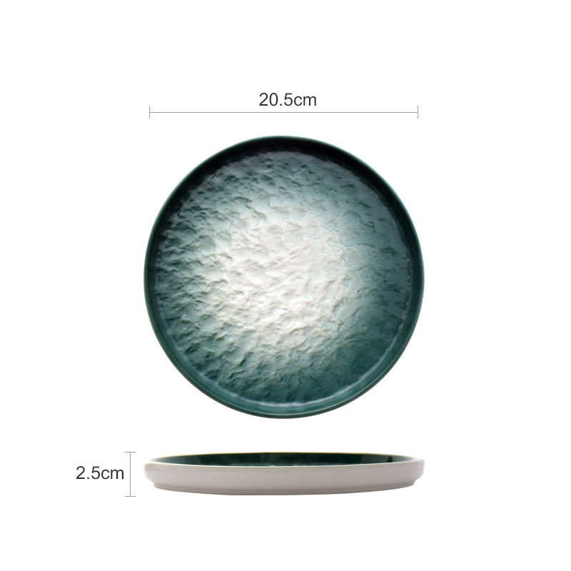 Gradient Emerald Stone Pattern Dinner Plate - 6/8/10 Inch Nordic Style Porcelain