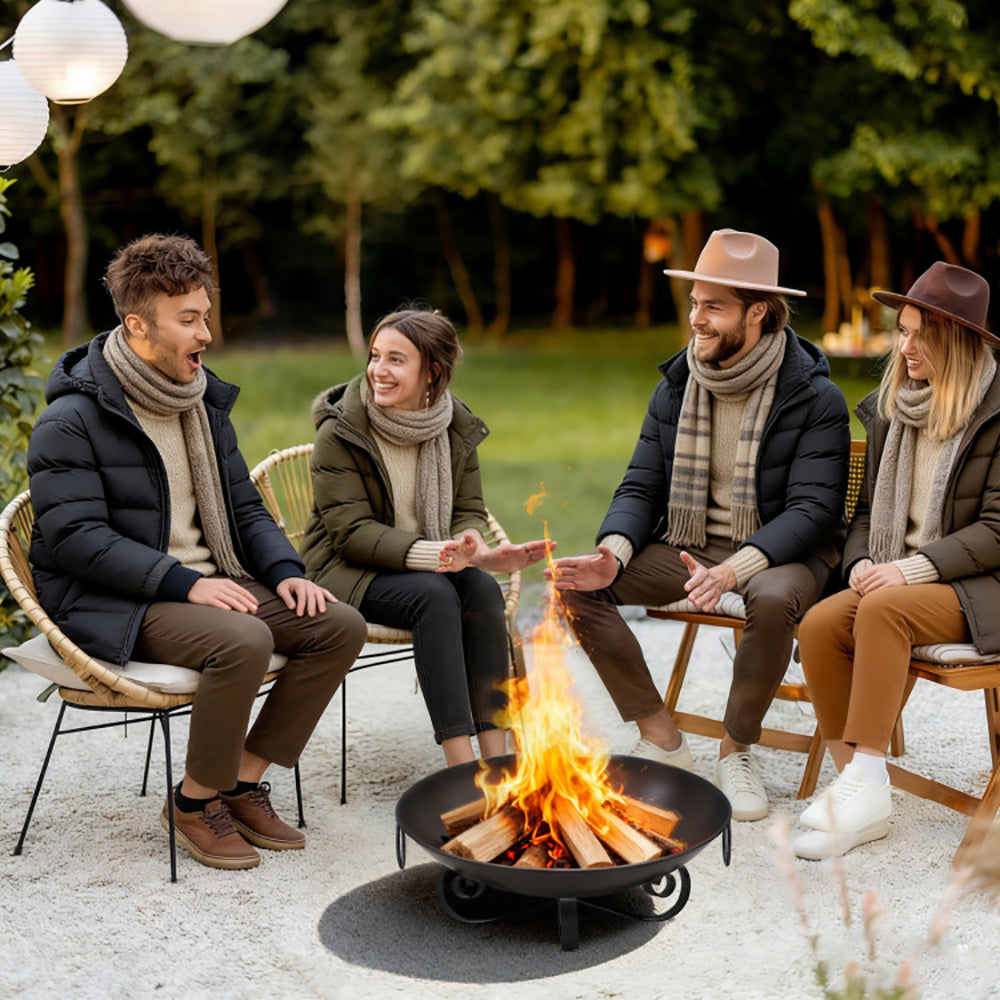 24 Inch Heavy-Duty Metal Fire Pit Bowl - Portable Outdoor Firepit