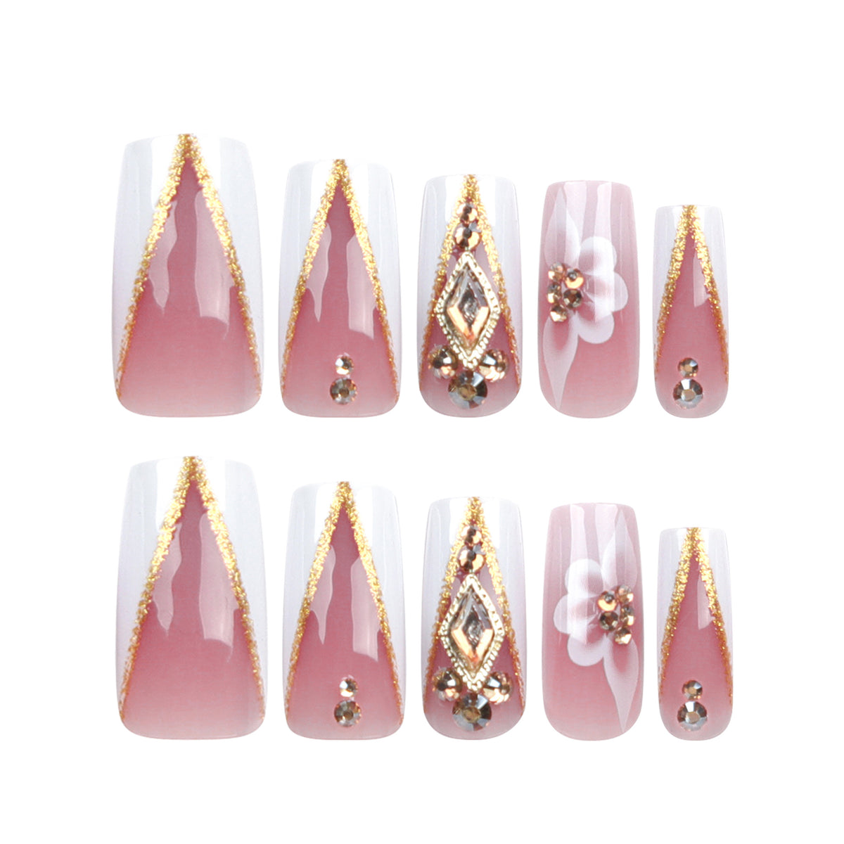 Women's French Flower Manicure Kit with 3D Nail Art and Glue