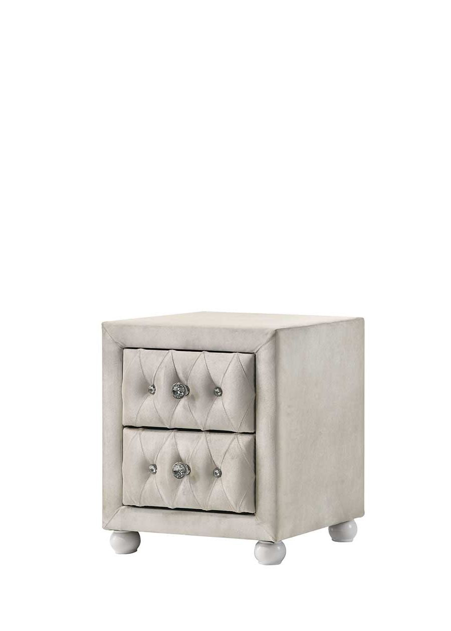 Reggie Beige Fabric Nightstand - Stylish & Functional Storage