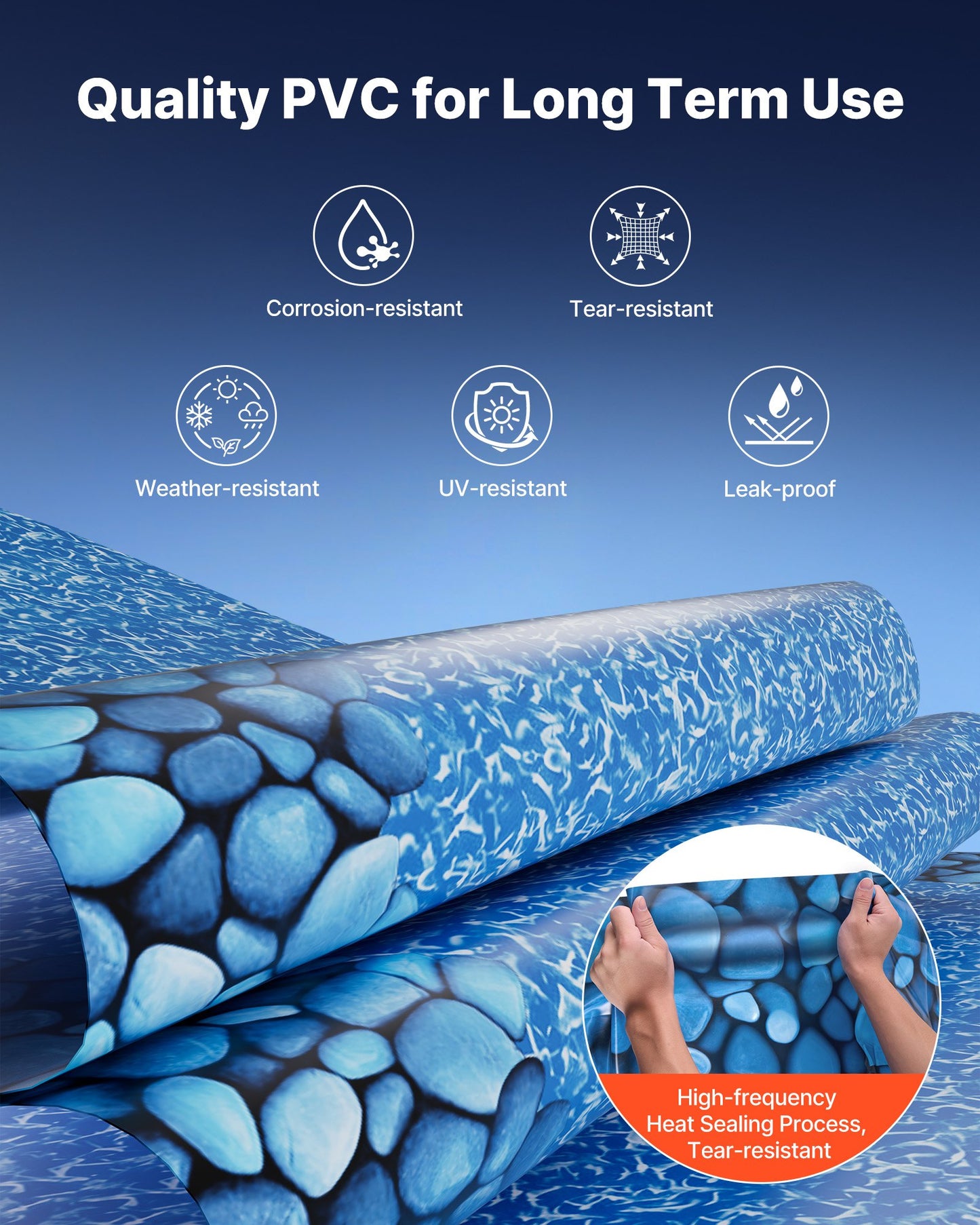15ft Round Pool Liner for Above-Ground Pools - Premium Vinyl, Easy Install