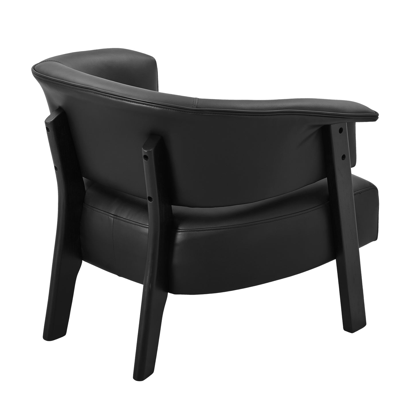 Faux Leather Wingback Accent Chair - Comfy Upholstered Armchair, Black