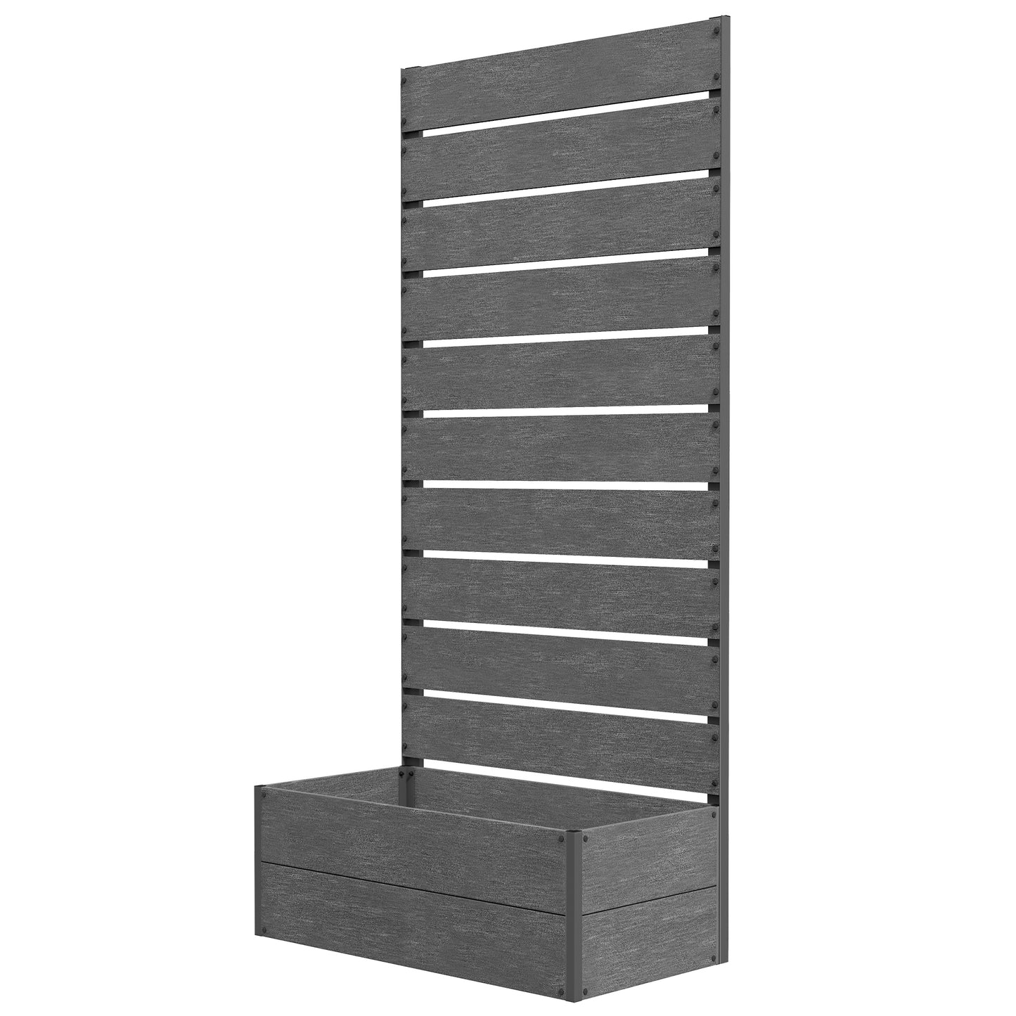 Raised Garden Bed with Trellis for Climbing Plants - Outdoor Planter Box, Gray, 28.25 x 15 x 59 inches