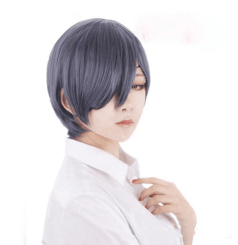 Men's Purple & Gray Mixed Color Short Wig
