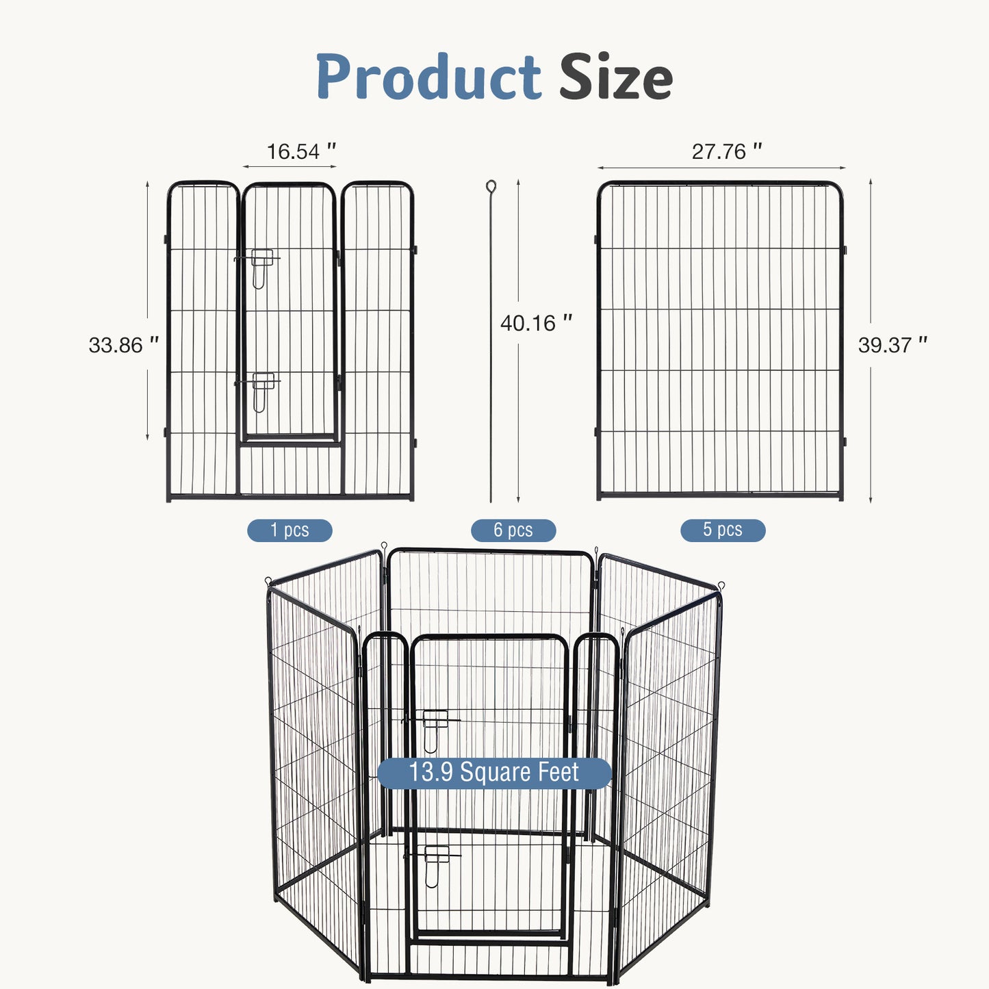 Foldable Metal Pet Fence with Door for Indoor & Outdoor Dog Safety - Multiple Sizes