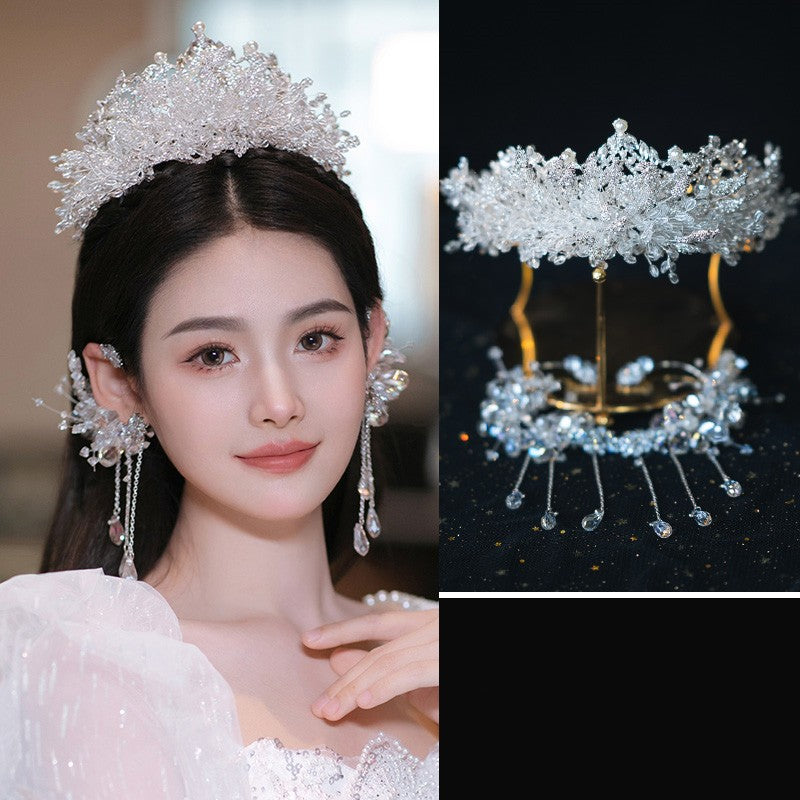 Beaded Crystal Crown Hair Accessories Set