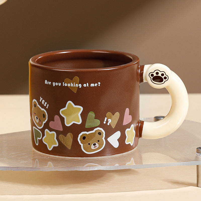 Large Capacity Straw Mug with Lid and Handle - 360ML-420ML, Korean Style Drinkware