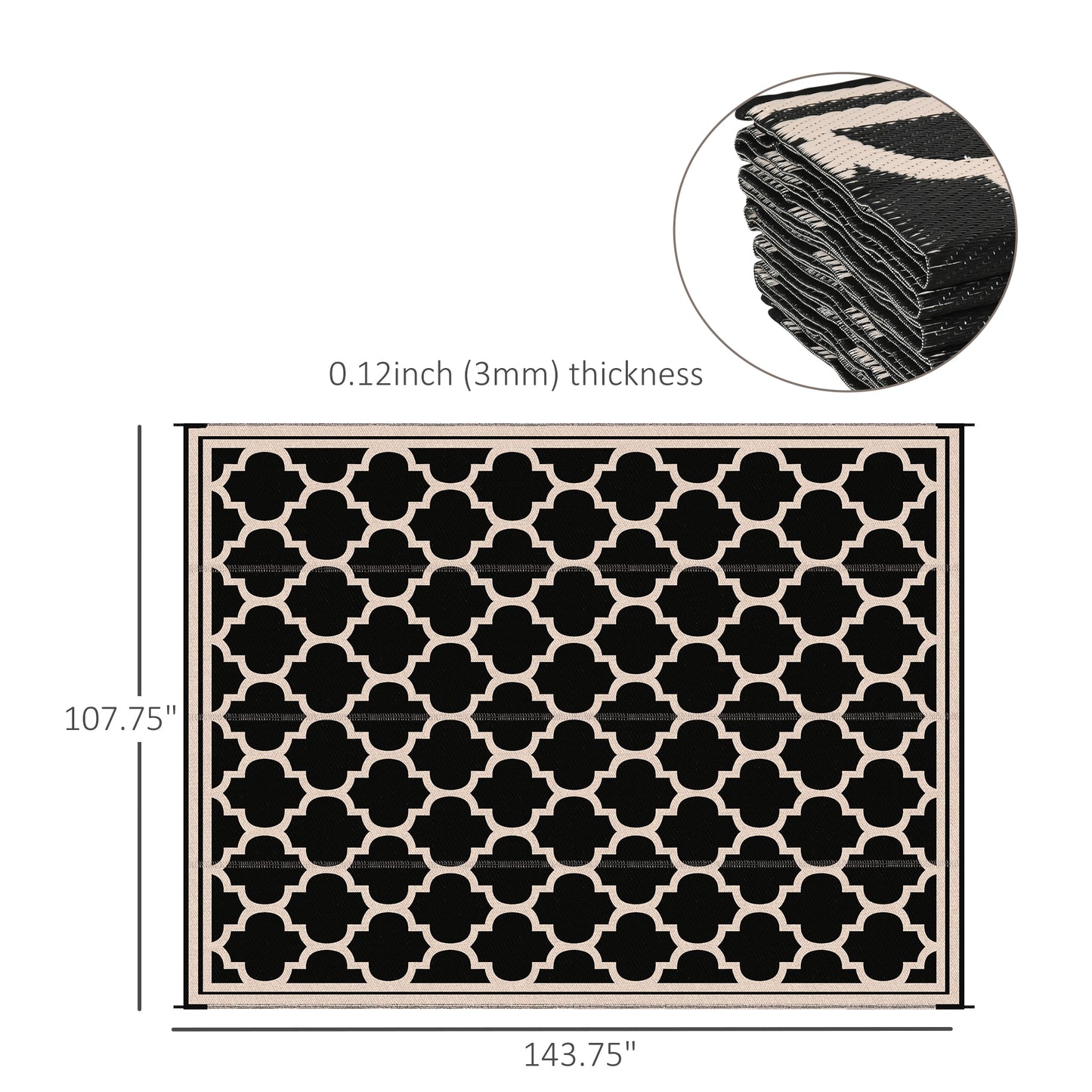 Waterproof Reversible Outdoor Rug - Perfect for Camping & Picnics