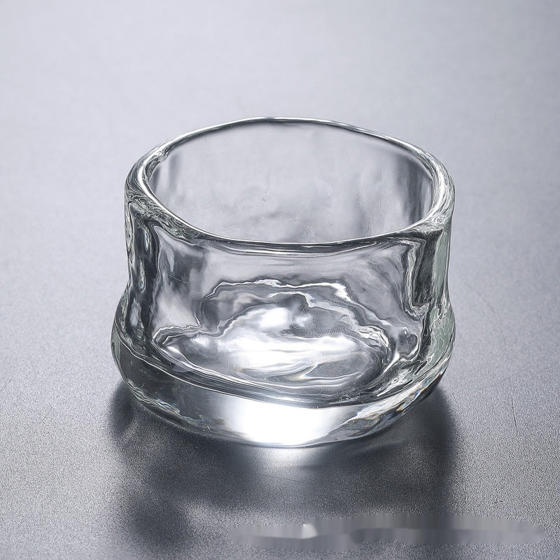 Heat-Resistant Glass Teacup Set with Hammered Pattern - Thick Tea Cups