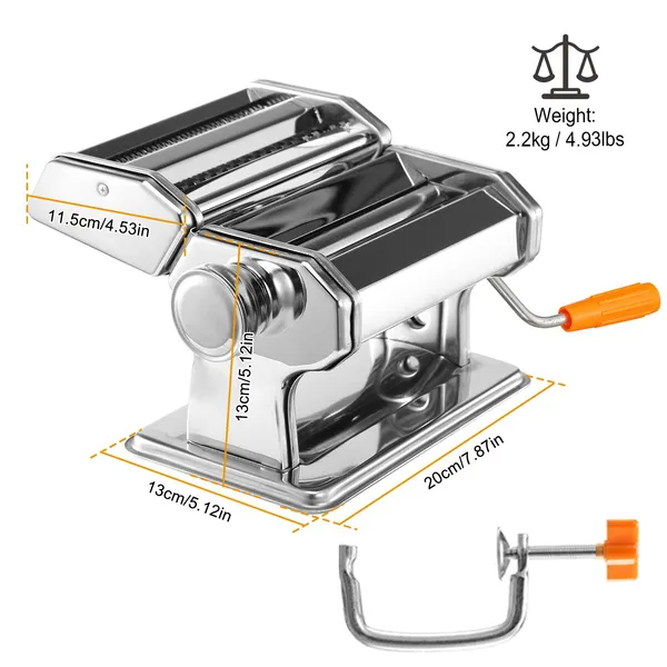 Pasta Maker Machine - Stainless Steel Fettuccine Roller