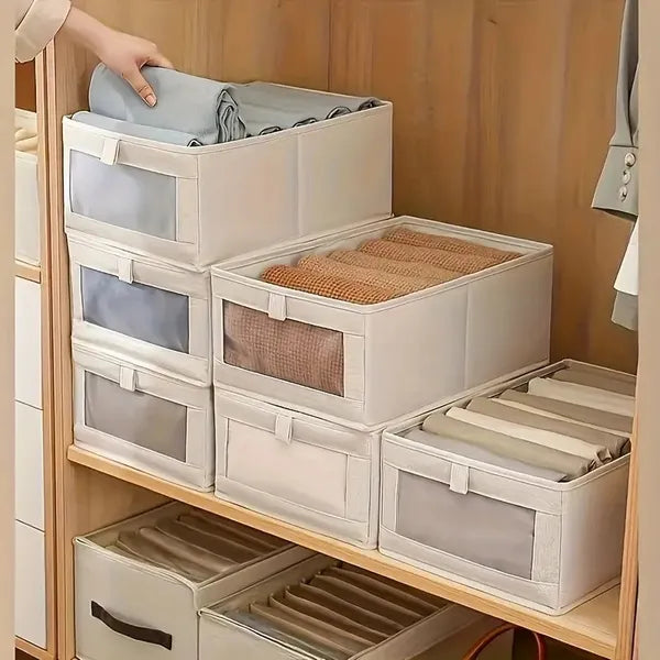 Foldable Clothes Storage Box With Viewing Window - Heavy-Duty