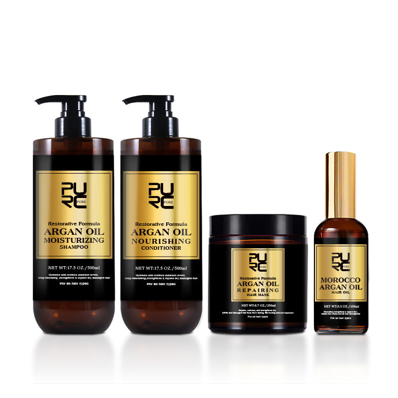 Moroccan Hair Care Set with Shampoo, Conditioner, Mask & Essential Oil