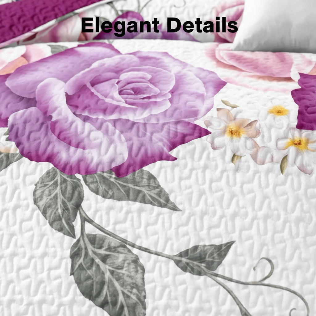 9-Piece Room In A Bag Quilt & Curtain Set - Deep Magenta Floral