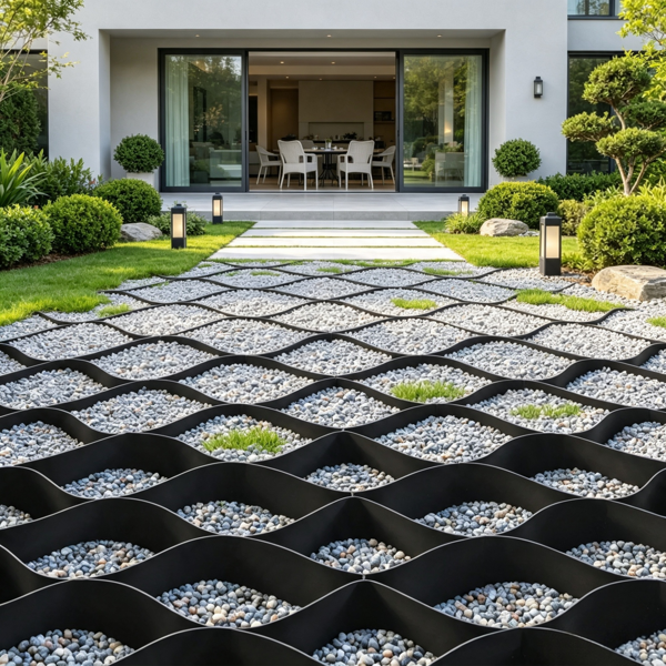 Permeable Gravel Grid Driveway Stabilizer for Garden, Patio & RV Parking - 26.87 x 3.94 ft