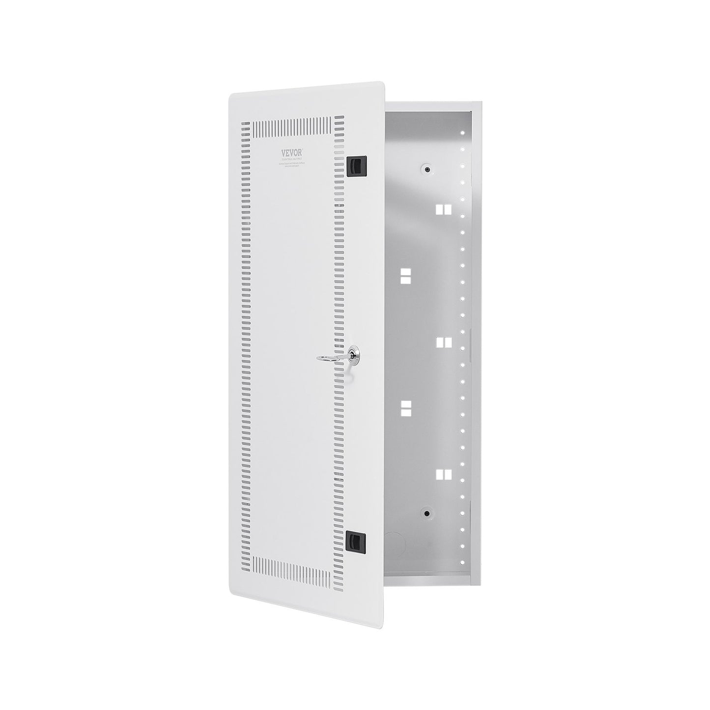 28-Inch Wall-Mounted Media Enclosure with Vented Door and Cable Management - White